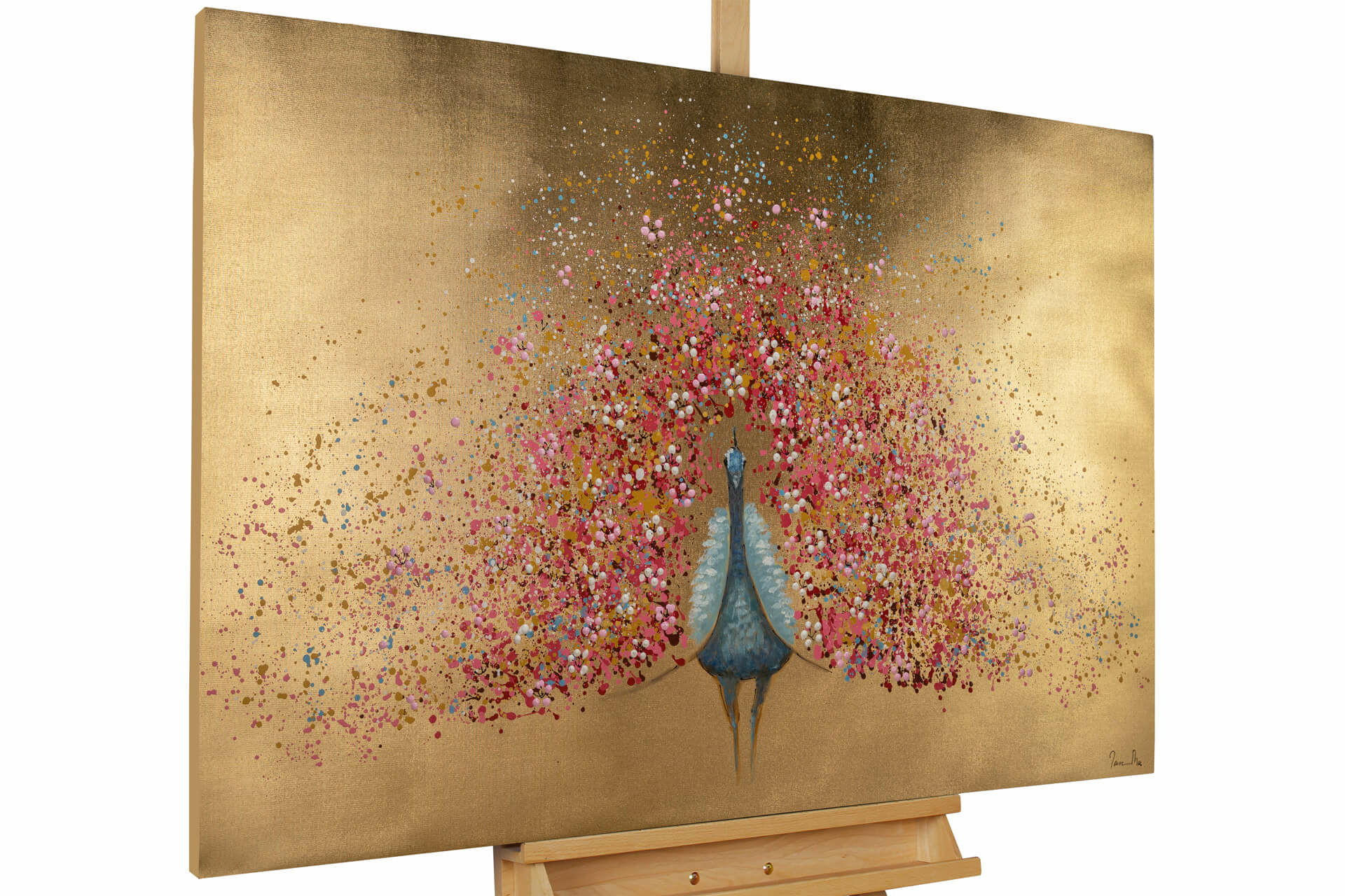 ÖLGEMÄLDE 120/80 cm - Pink/Goldfarben, Holz/Textil (1.92/80cm) - KUNSTLOFT