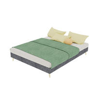 POLSTERBETT 140/200 cm in Grau Stoff mit Gepolstertem Kopfteil Metall Modernes Design - Naturfarben/Grau, Holzwerkstoff/Textil (140/200cm) - STILVORA