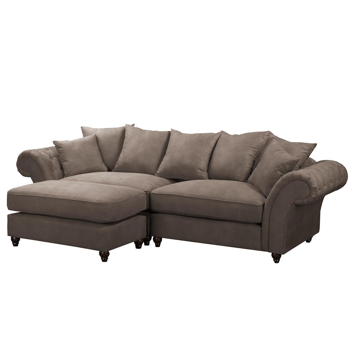 BIGSOFA - Antiklederlook - Dunkelbraun/Braun, Buchenholz/Textil (294/90/93cm) - home24