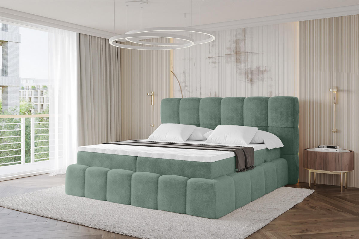 BOXBETT - AURI-H3 - 200x200 Salbeigrün Lapitt - Salbeigrün, Holzwerkstoff (200/200cm) - ALTDECOR