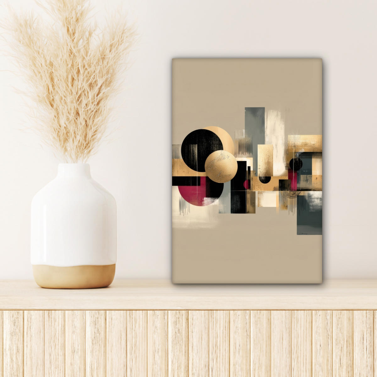 LEINWANDBILD Abstrakt - Formen - Beige - Texturen Deko Wohnzimmer 20x30 cm - Beige, Textil (20/30cm) - MuchoWow