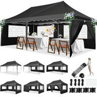 FALTPAVILLON 3x6m schwarz mit 6 Seitenwänden und 4 Sandsäcken - Schwarz, Metall (300/320/600cm)
