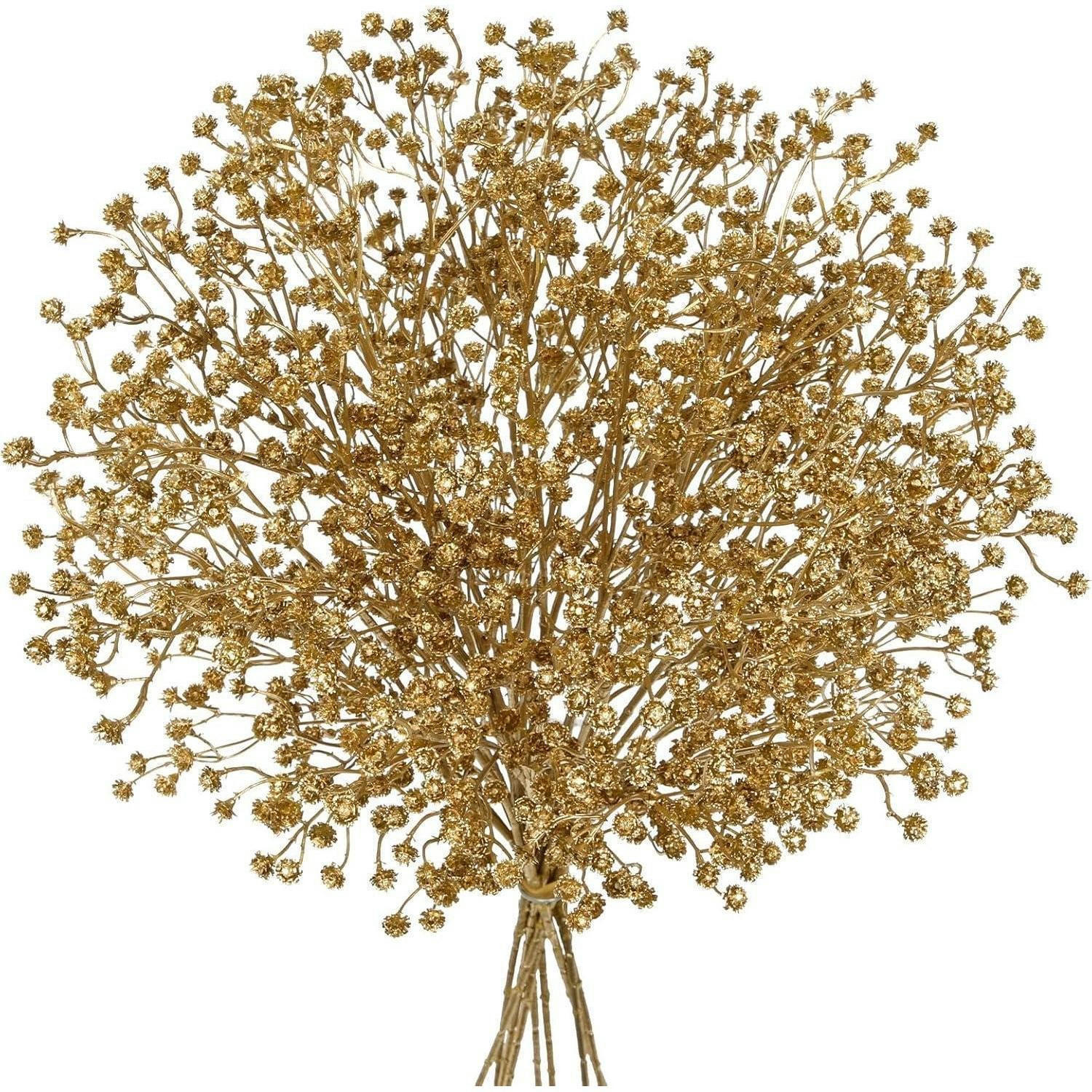 KUNSTBLUMEN 10 Stück Schleierkraut Gold 60 cm - Goldfarben, Kunststoff (60cm)