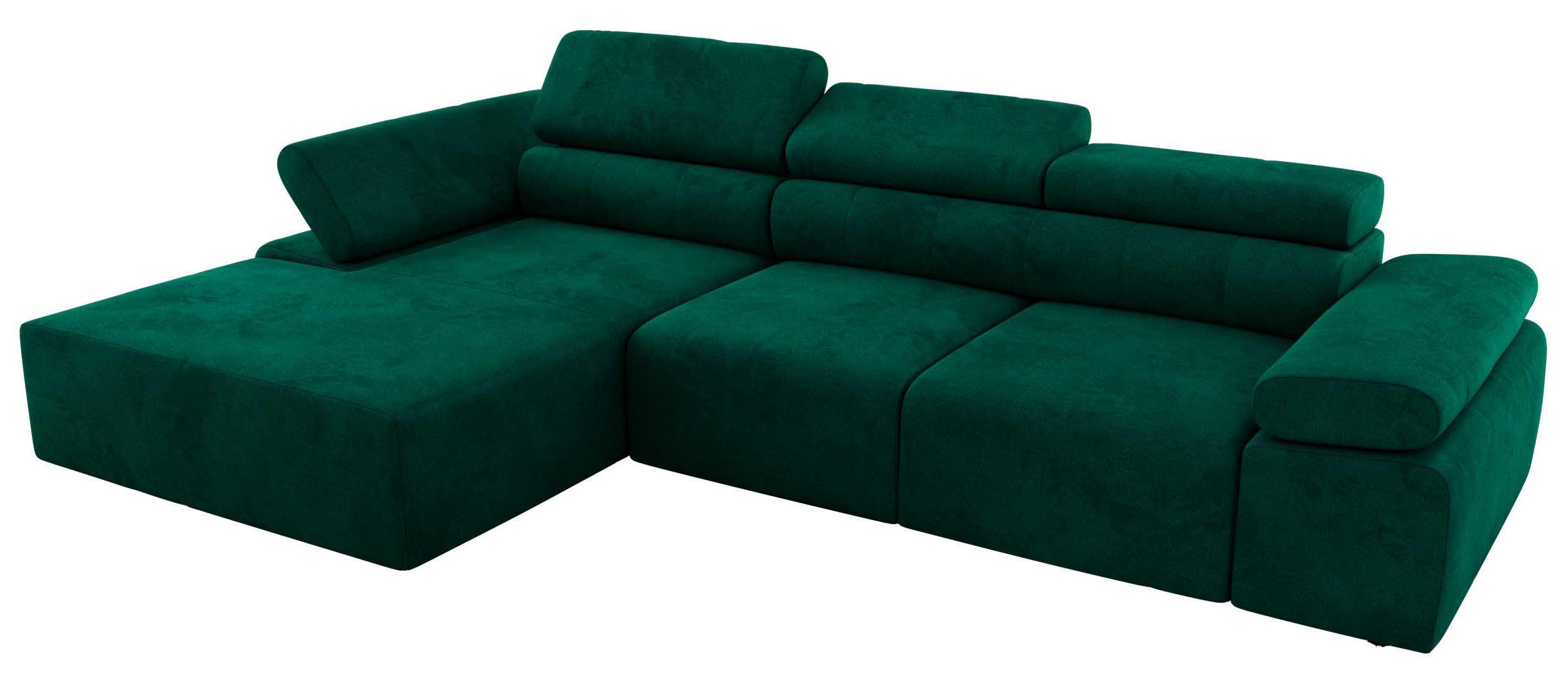 ECKSOFA RILASSO L Dunkelgrün Velvet - links - Dunkelgrün/Schwarz, Kunststoff/Textil (296/174cm) - MKS