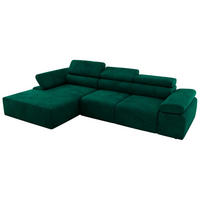 ECKSOFA RILASSO L Dunkelgrün Velvet - links - Dunkelgrün/Schwarz, Kunststoff/Textil (296/174cm) - MKS
