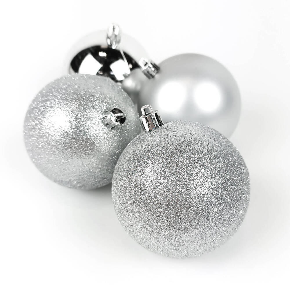 WEIHNACHTSKUGELN 4er-Set Ø 8 cm - Silberfarben, Kunststoff (8/9.2/8cm) - Atmosphera Createur d´interieur