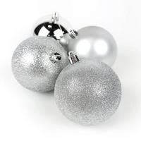 WEIHNACHTSKUGELN 4er-Set Ø 8 cm - Silberfarben, Kunststoff (8/9.2/8cm) - Atmosphera Createur d´interieur