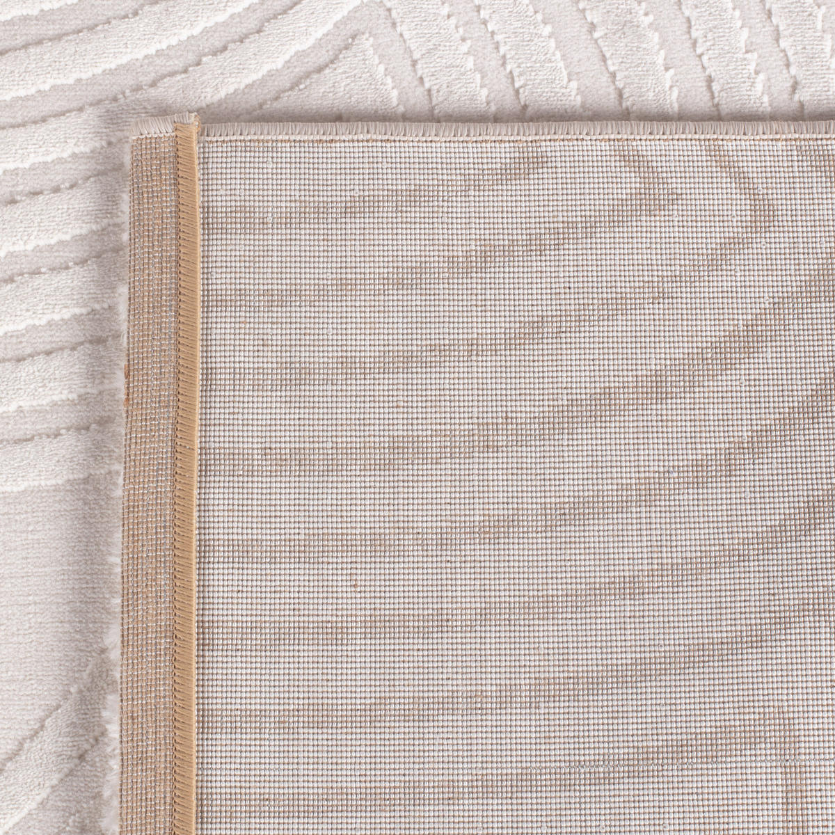 TEPPICH Flur 3D-Effekt Pflegeleicht Waschbar Wohnzimmer OEKO-TEX Creme 200x290 cm Gekettelt – ILLER - Beige, Textil (200/290cm) - KADIMA DESIGN