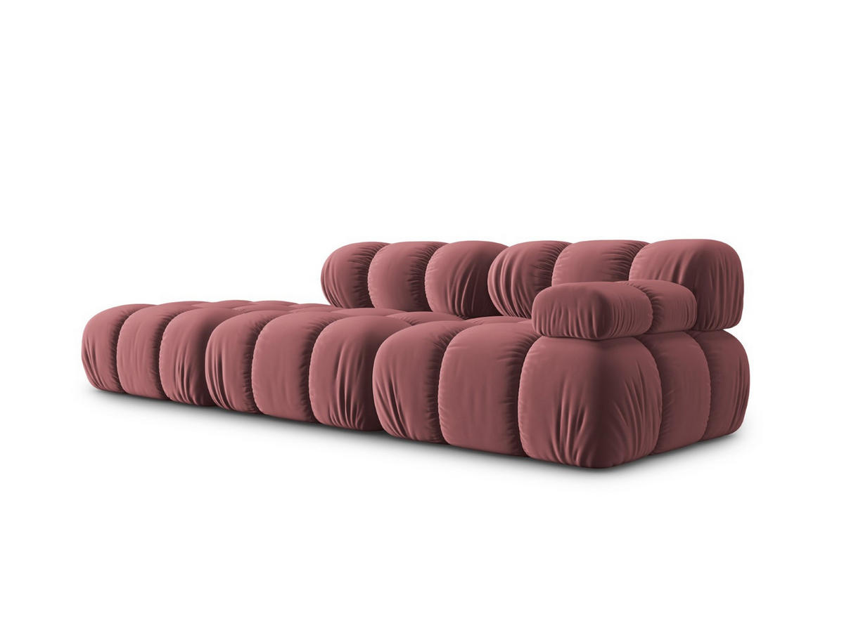 MODULARES-SOFA links Bellis aus Samt rosa 4 Sitzplätze - Pink, Textil (94/63/282cm) - Micadoni