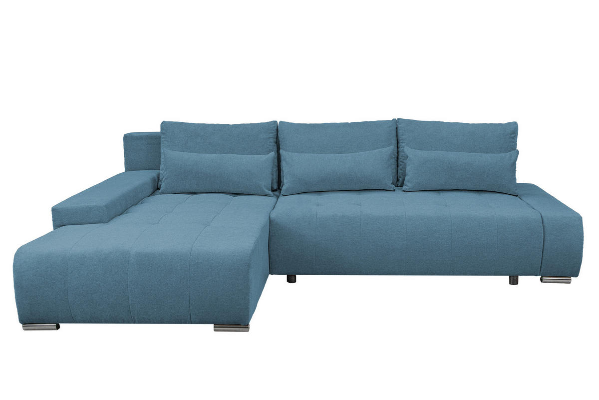 ECKSOFA Bloom mit Bettkasten und Schlaffunktion L-Form - Blau, Textil (267/185cm)
