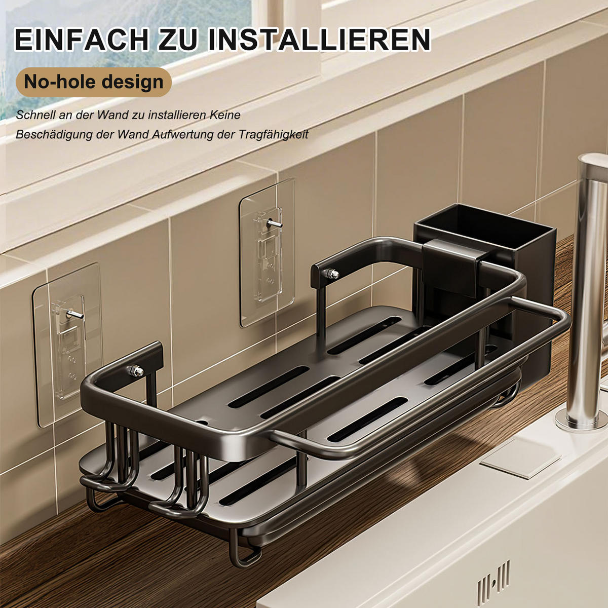 KÜCHENSPÜLEN-ORGANIZER - Schwarz, Metall (21/11/13cm) - Aimax