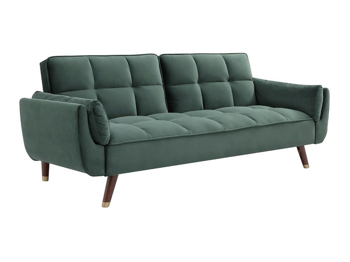 SCHLAFSOFA - 3 Personen - Samt, Stoff - Blau - - Blau, Textil (211/82/90cm) - Vente-Unique