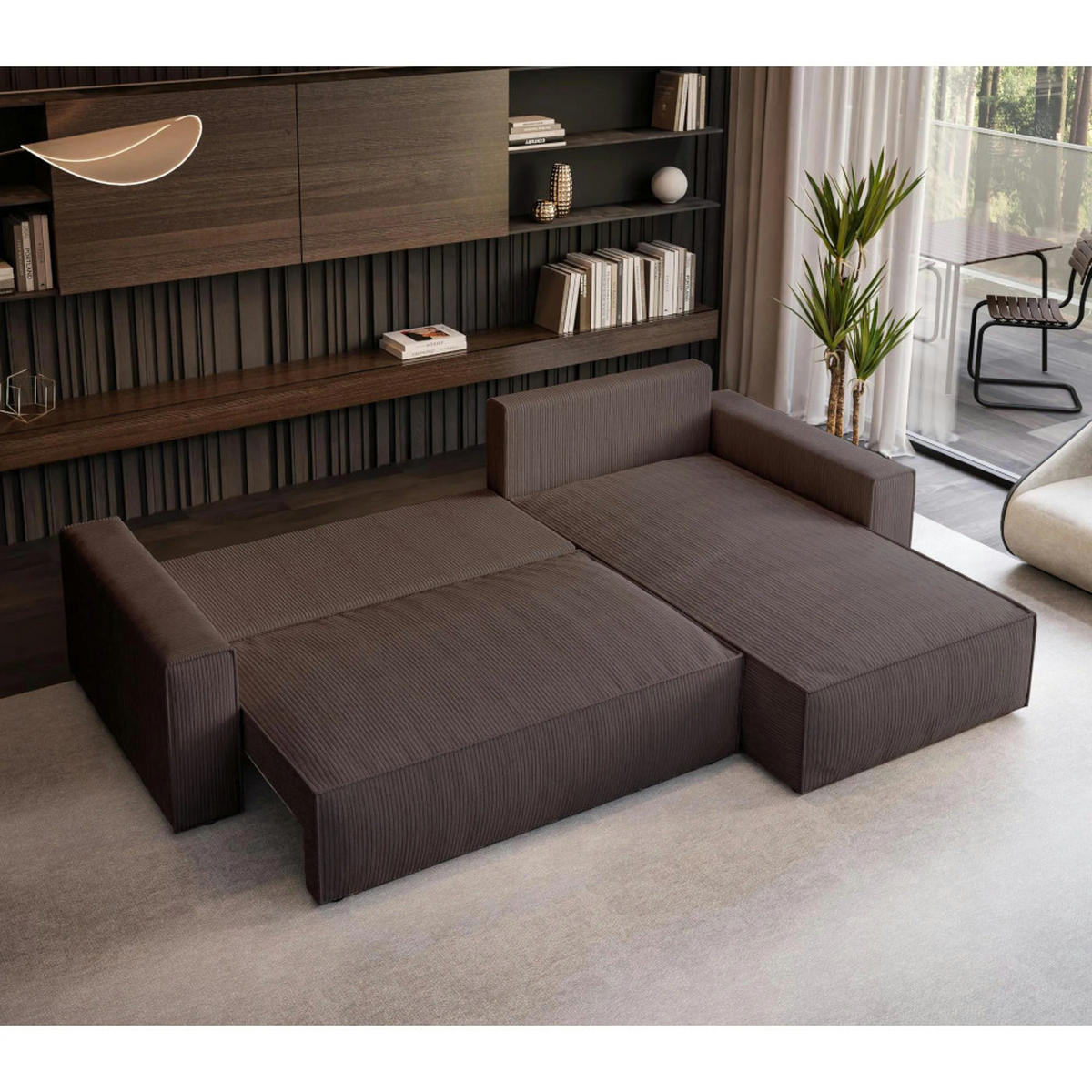 ECKSOFA Parys L braun - Schwarz/Braun, Kunststoff/Textil (290/185cm) - Beautysofa