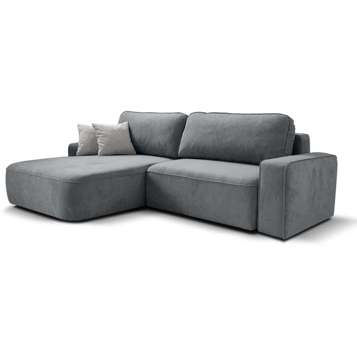 ECKSCHLAFSOFA Torre grau velours links - Grau, Textil (258/171cm) - Beautysofa