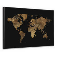 LEINWAND Bilder mit Rahmen - Weltkarte - Gold - Luxus - Erde - Schwarz - 120x80 - Goldfarben, Textil (120/80cm) - MuchoWow
