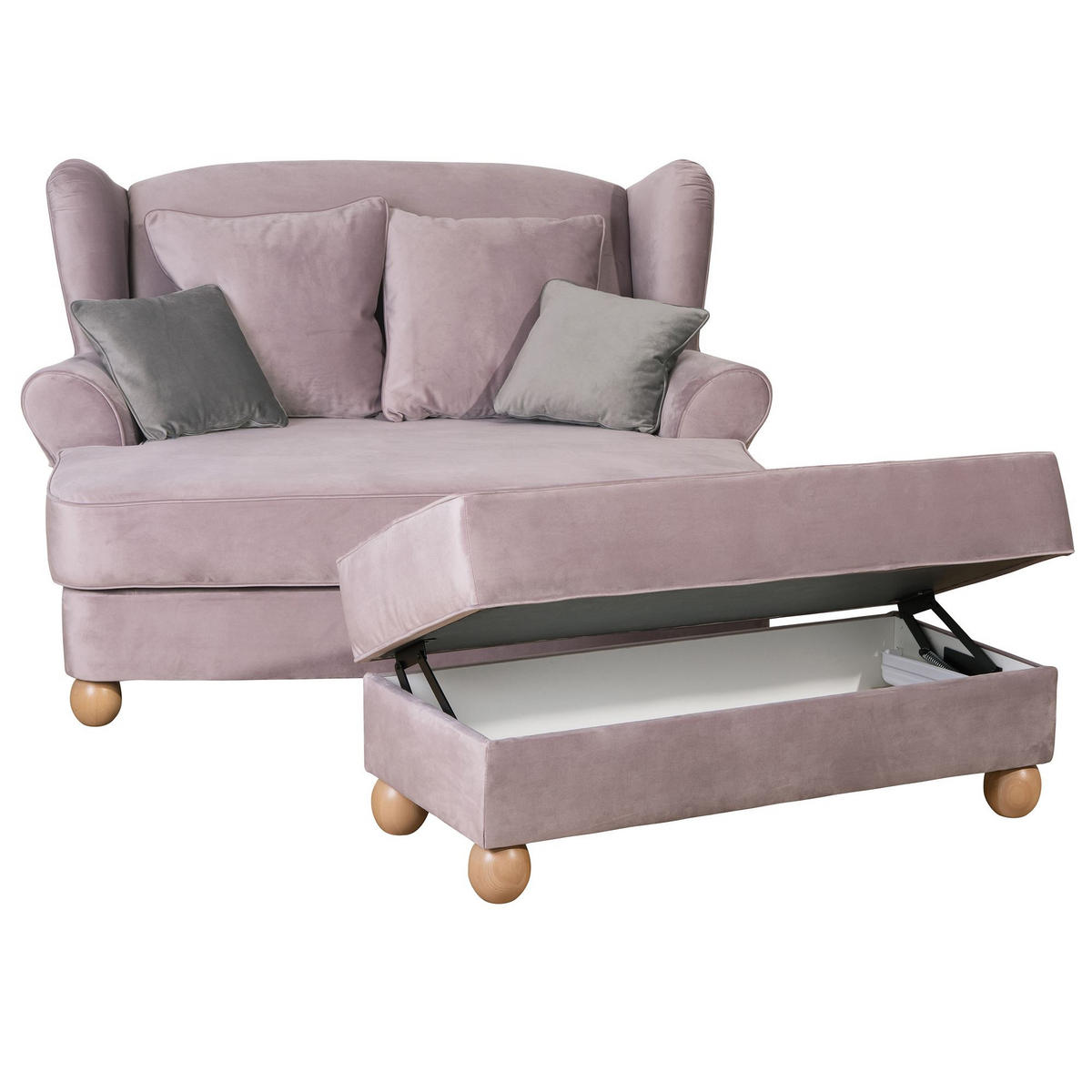 SESSEL XXL inkl. Kissen Katiga Samtvelours rosé - Rosa, Kunststoff (114/102/154cm) - 58aufmkessel