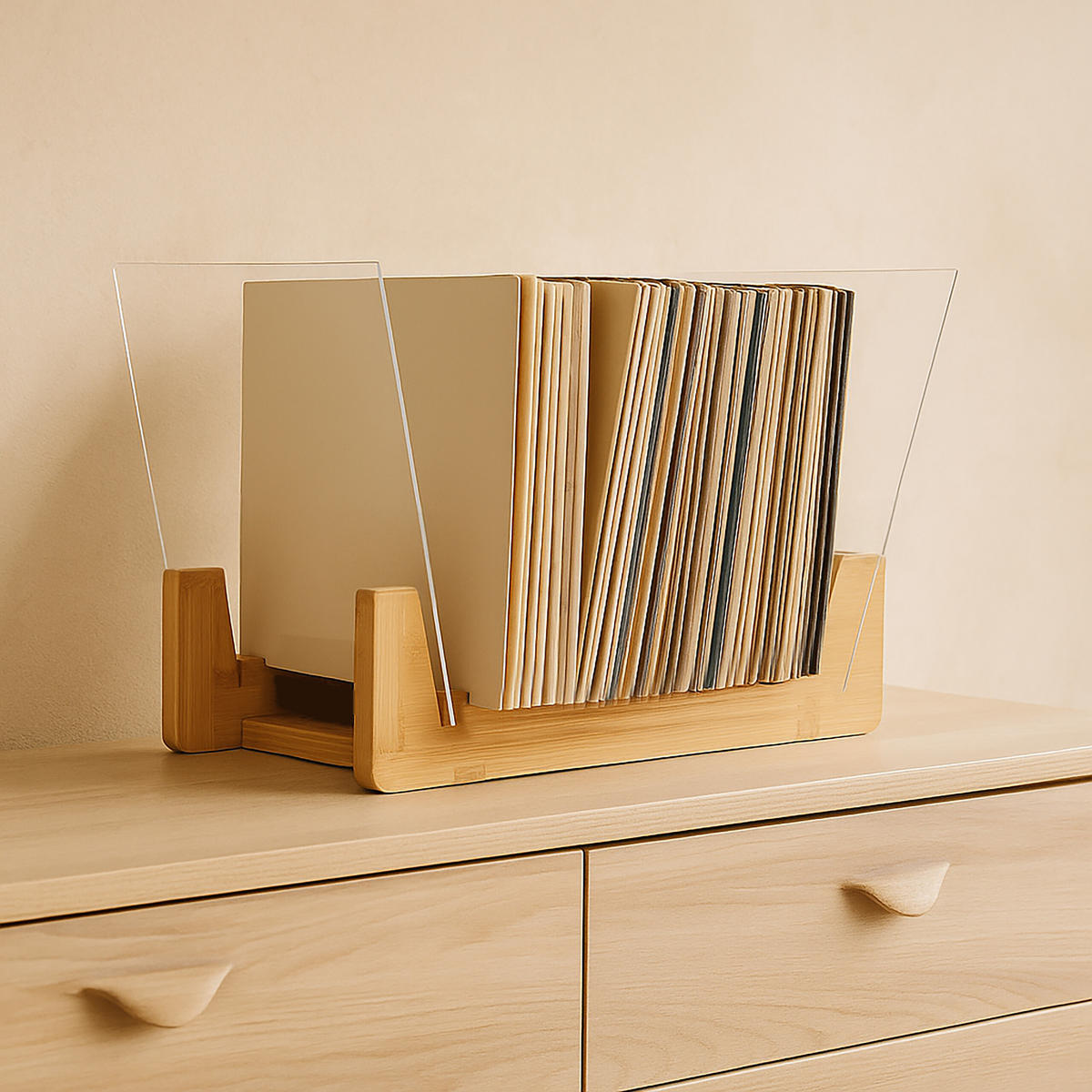 SCHALLPLATTENSTÄNDER - Multicolor, Holz/Kunststoff (37.5/21/19cm) - Relaxdays