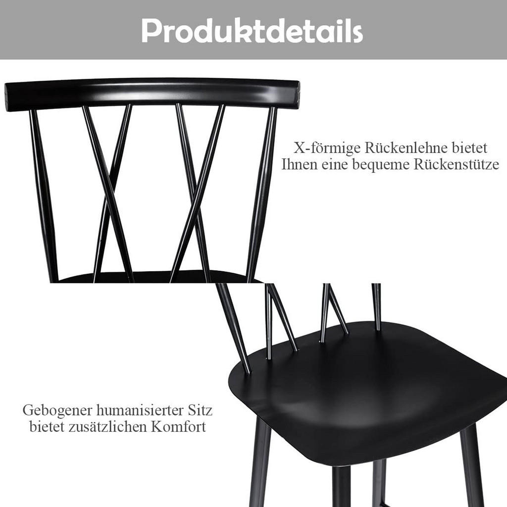 Thumbnail - Costway Esszimmerstuhl, Schwarz, Metall, 41x105x48 cm, Esszimmer, Barmöbel, Barhocker