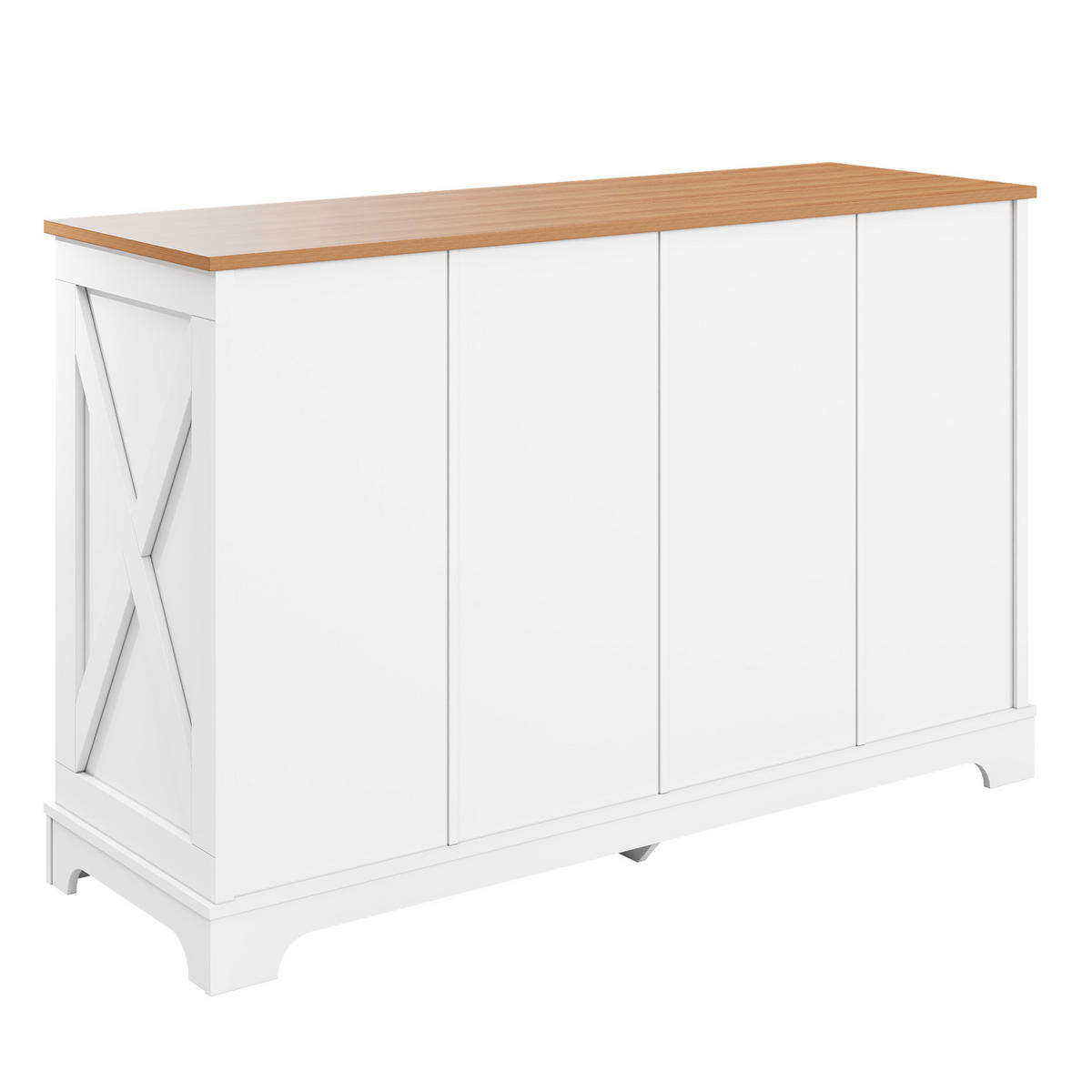 SIDEBOARD 120/40/76 cm in Weiß/Natur mit 6 Schubladen im Landhausstil - Weiß, Holzwerkstoff (120/76/40cm) - Flora Grace