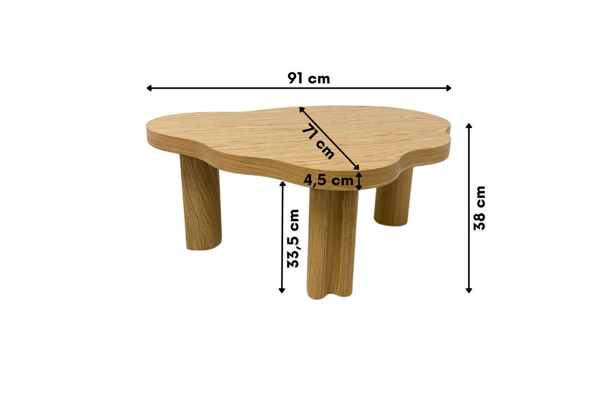 COUCHTISCH ORGANICA S Kompakt, Künstlerisch Und Natürlich Eiche - Eichefarben, Eichenholz/Holz (71/91/38cm) - Kaiser Möbel