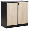AKTENSCHRANK heller Holzfarbton/schwarz 80 cm 2 Türen Zehna - Hellbraun/Schwarz, Holzwerkstoff (80/80/40cm) - Beliani