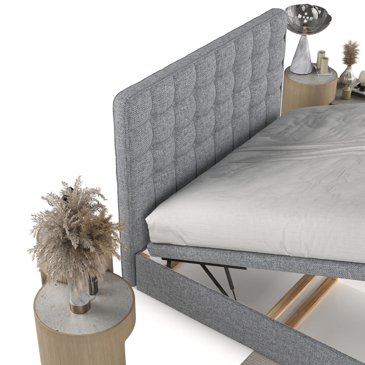 POLSTERBETT Celestia mit Stauraum 180/200 cm Grau im Alta Stoff - Schwarz/Grau, Holz/Holzwerkstoff (180/200cm) - AltaBeds