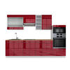 KÜCHENZEILE Fame-Line Bordeaux Hochglanz/Weiß 280 cm, AP Eiche - Bordeaux/Weiß, Holzwerkstoff (280/81.6/60cm) - Vicco