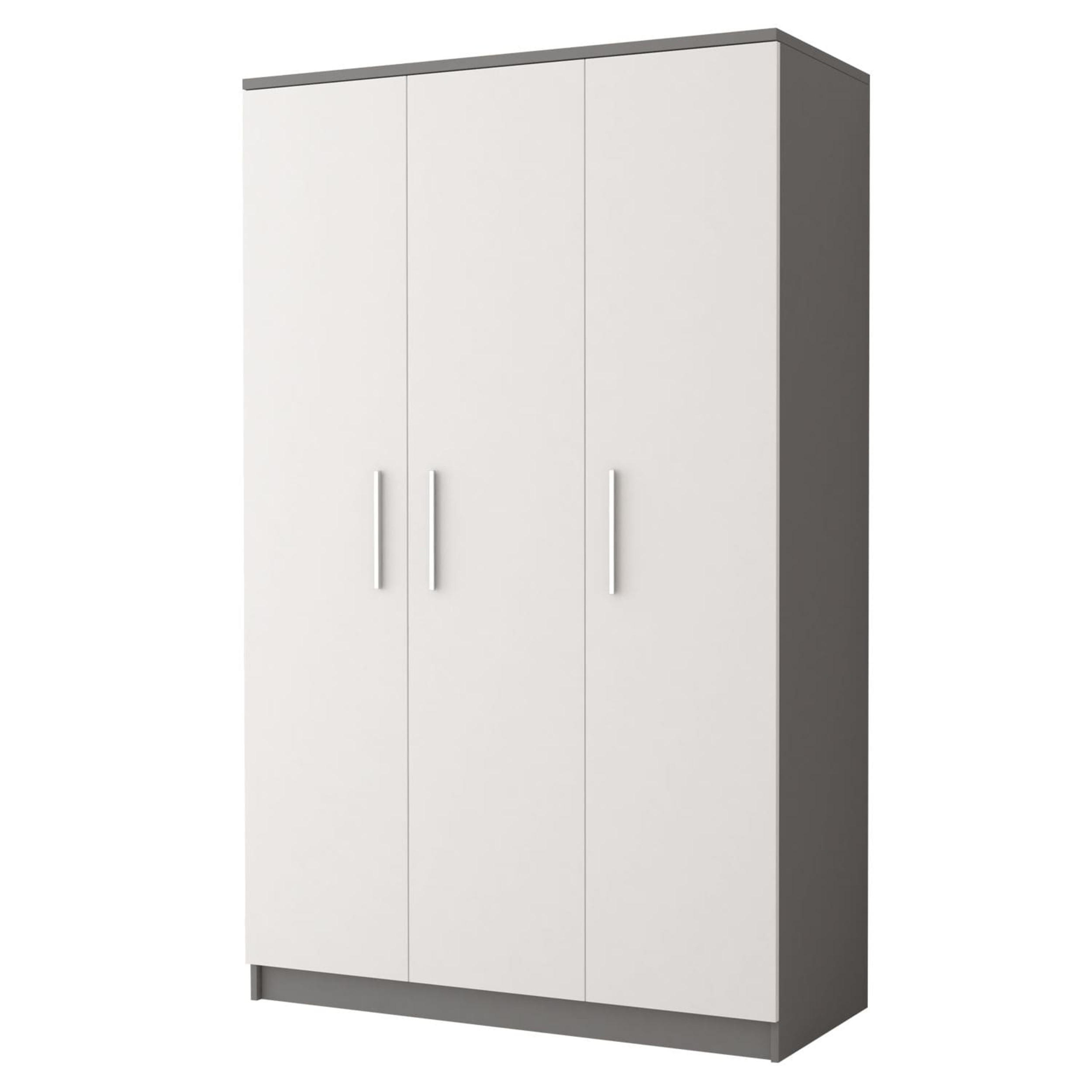 DREHTÜRENSCHRANK - MARSALA 3D Grau + Weiß - Weiß/Grau, Holzwerkstoff/Metall (120/193/50cm) - Möblo