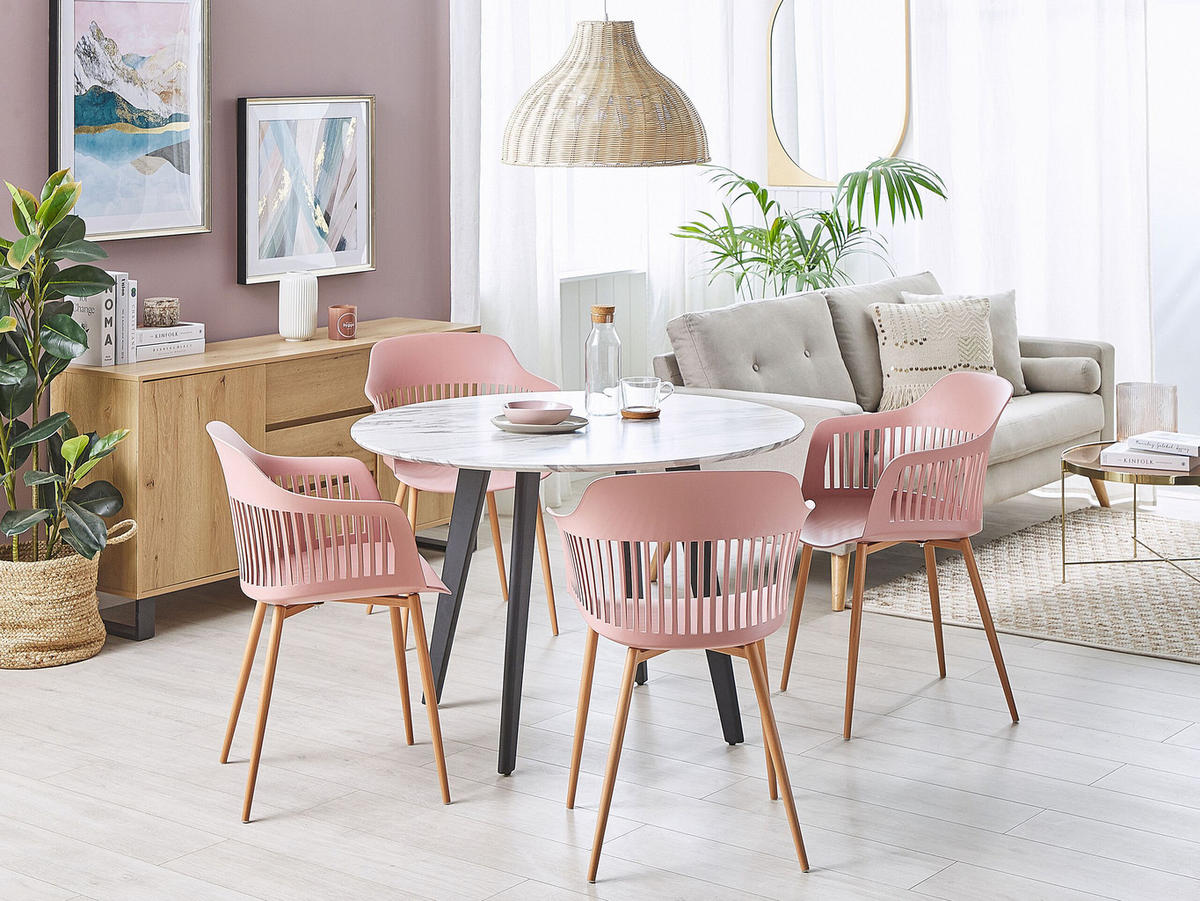 ESSZIMMERSTUHL 2er-Set Kunststoff Rosa Bereca - Pink, Kunststoff/Metall (57/81/54cm) - Beliani