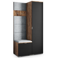 GARDEROBENSCHRANK LORI 95/181/51 cm Modern Eichefarben - Eichefarben/Schwarz, Holzwerkstoff (95/181/51cm) - MASSENO
