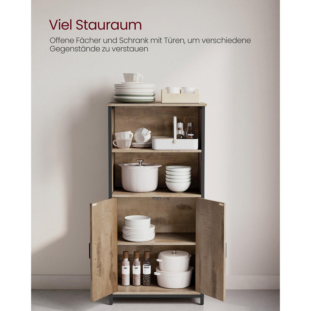 KÜCHENSCHRANK PARIS - Braun, Holzwerkstoff (60/124.5/35cm) - Hansiro