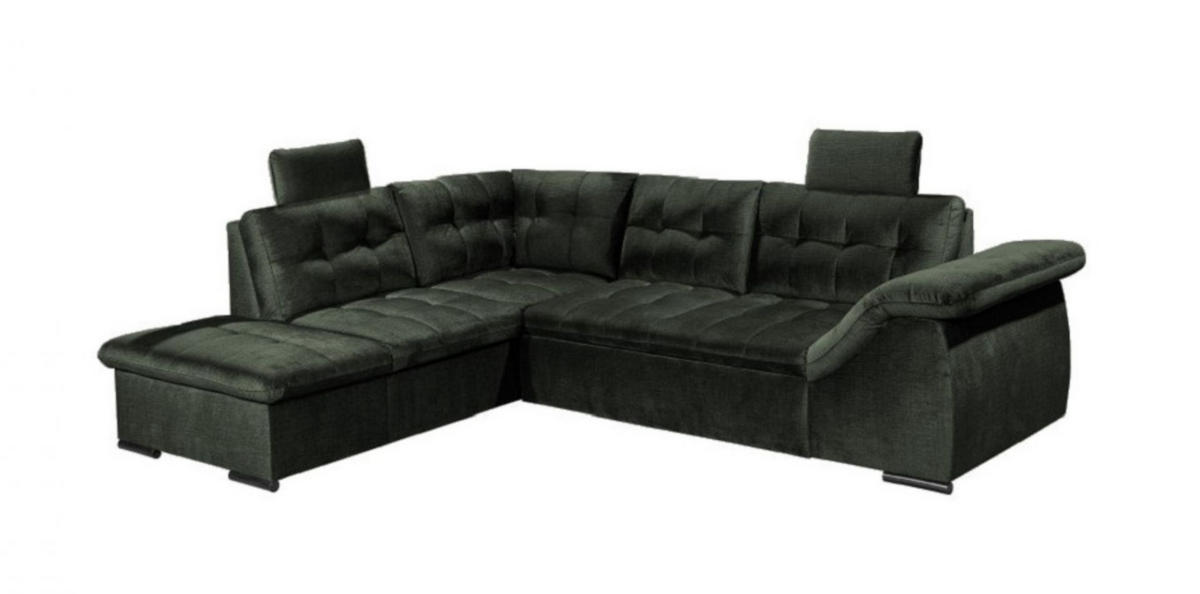 ECKSOFA mit Schlaffunktion und Bettkasten - Grün, Kunststoff/Textil (283/217cm) - ed exciting design