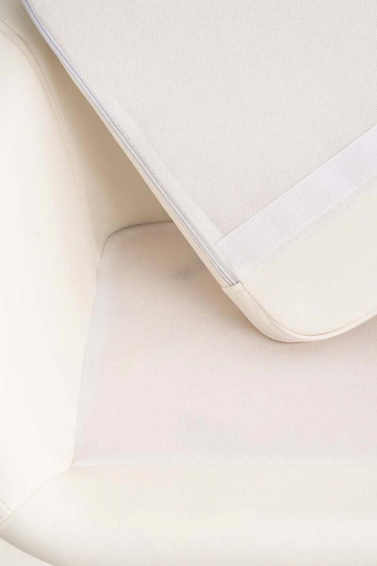 BARHOCKER Lederlook weiß - Eukalyptusholzfarben/Weiß, Holz/Textil (55/99/46cm) - CLP