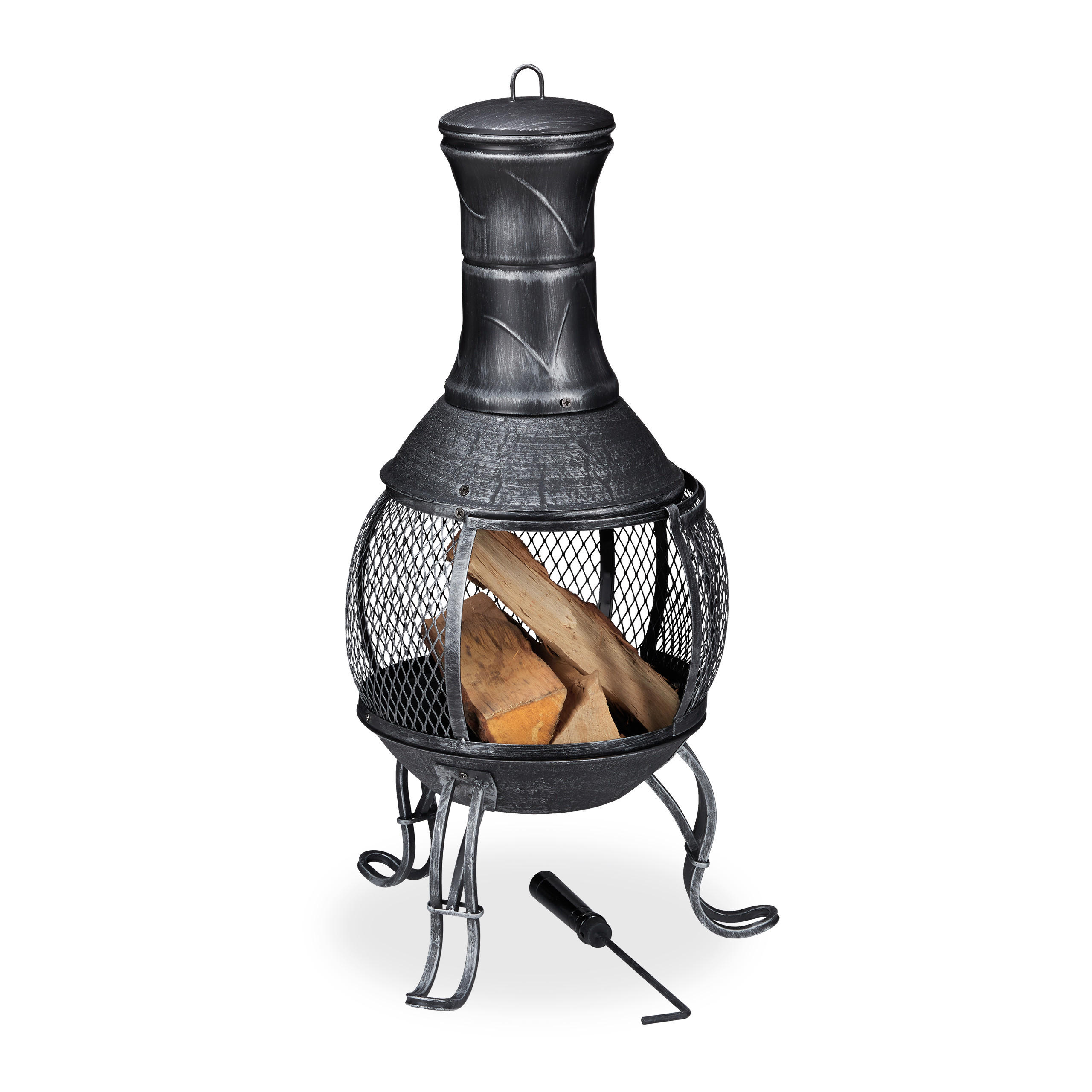 AZTEKENOFEN - Grau, Metall (45/89/45cm) - Relaxdays