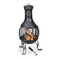 AZTEKENOFEN - Grau, Metall (45/89/45cm) - Relaxdays