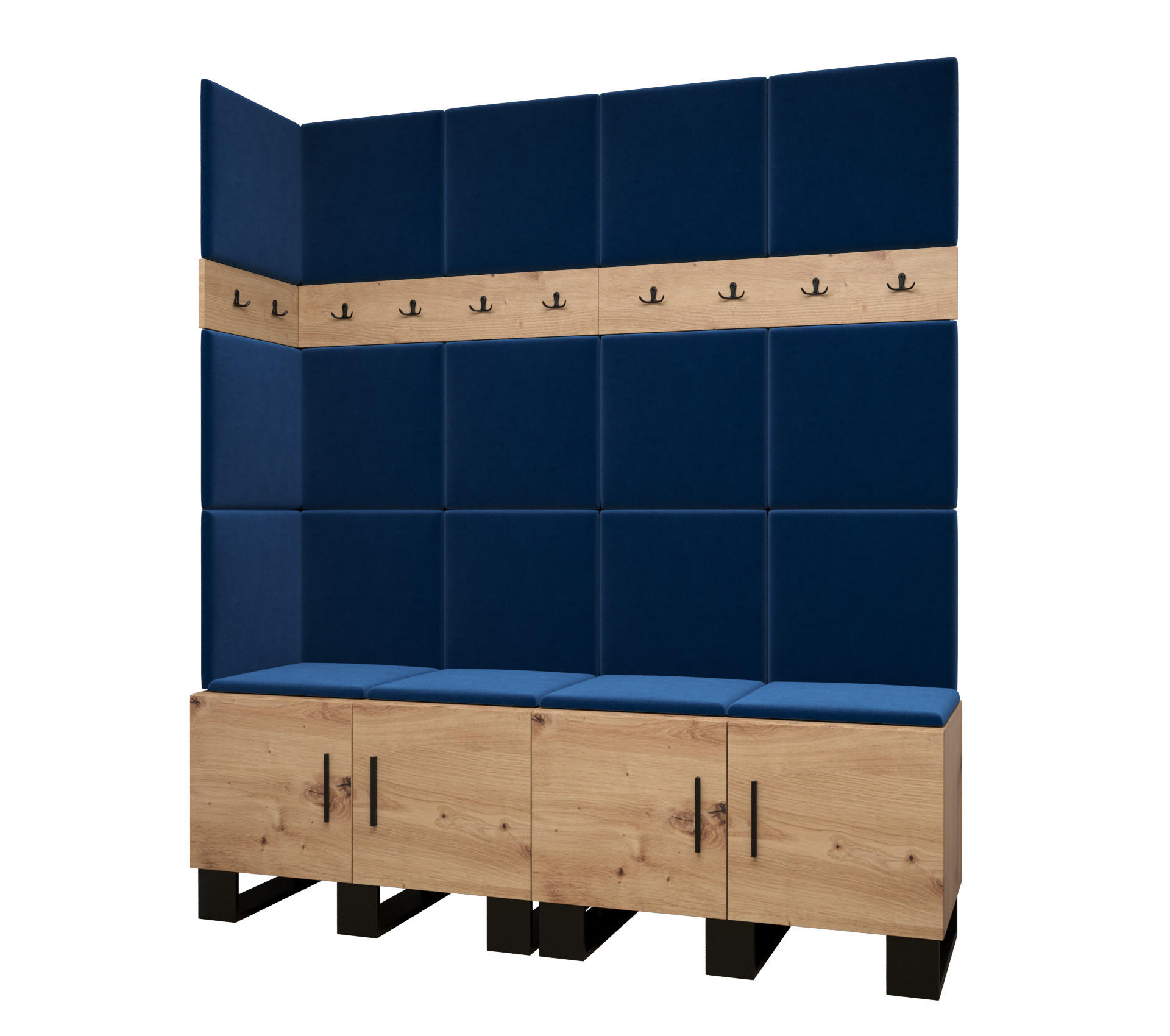 Abiks Möbel Garderoben-Set Eiche Artisan, Dunkelblau 168x196x45.6 cm