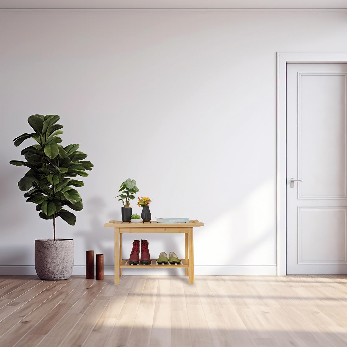 BADHOCKER - Hellbraun, Holz (75/45/40.5cm) - Relaxdays