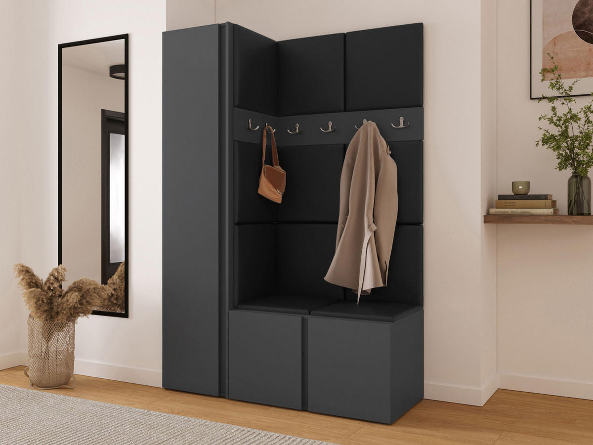 MOBILIER PENTRU HOL Orion IX - grafit/negru, material plastic/compozit lemnos (124/186/46cm) - MIRJAN24