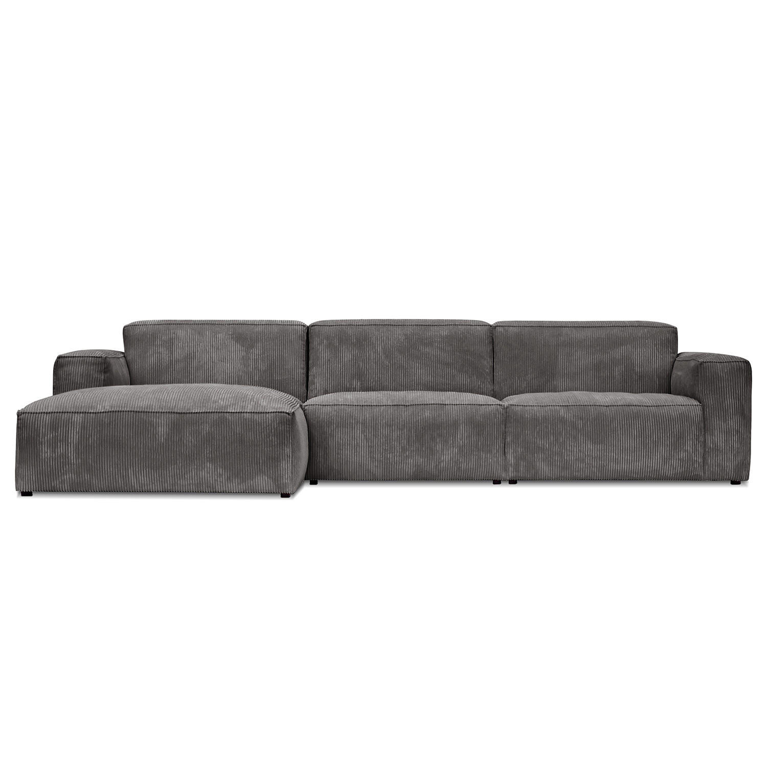 ECKSOFA mit Longchair - Schwarz/Grau, Textil (335/167cm) - home24
