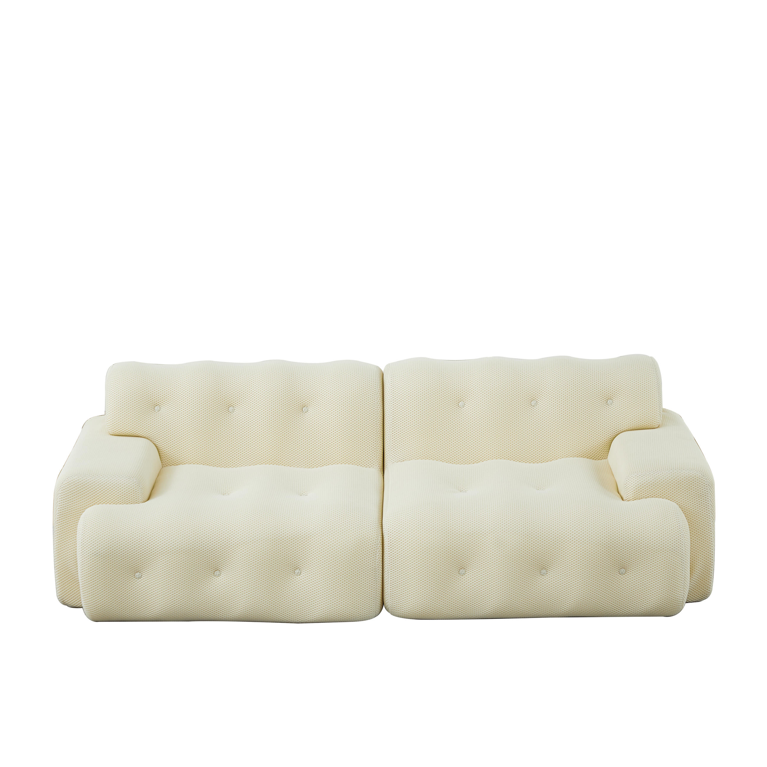 2-SITZER SOFA Beige mit Armlehnen und Knopfverzierung - Beige, Textil (224/66/104cm) - WISHDOR