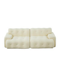 2-SITZER SOFA Beige mit Armlehnen und Knopfverzierung - Beige, Textil (224/66/104cm) - WISHDOR