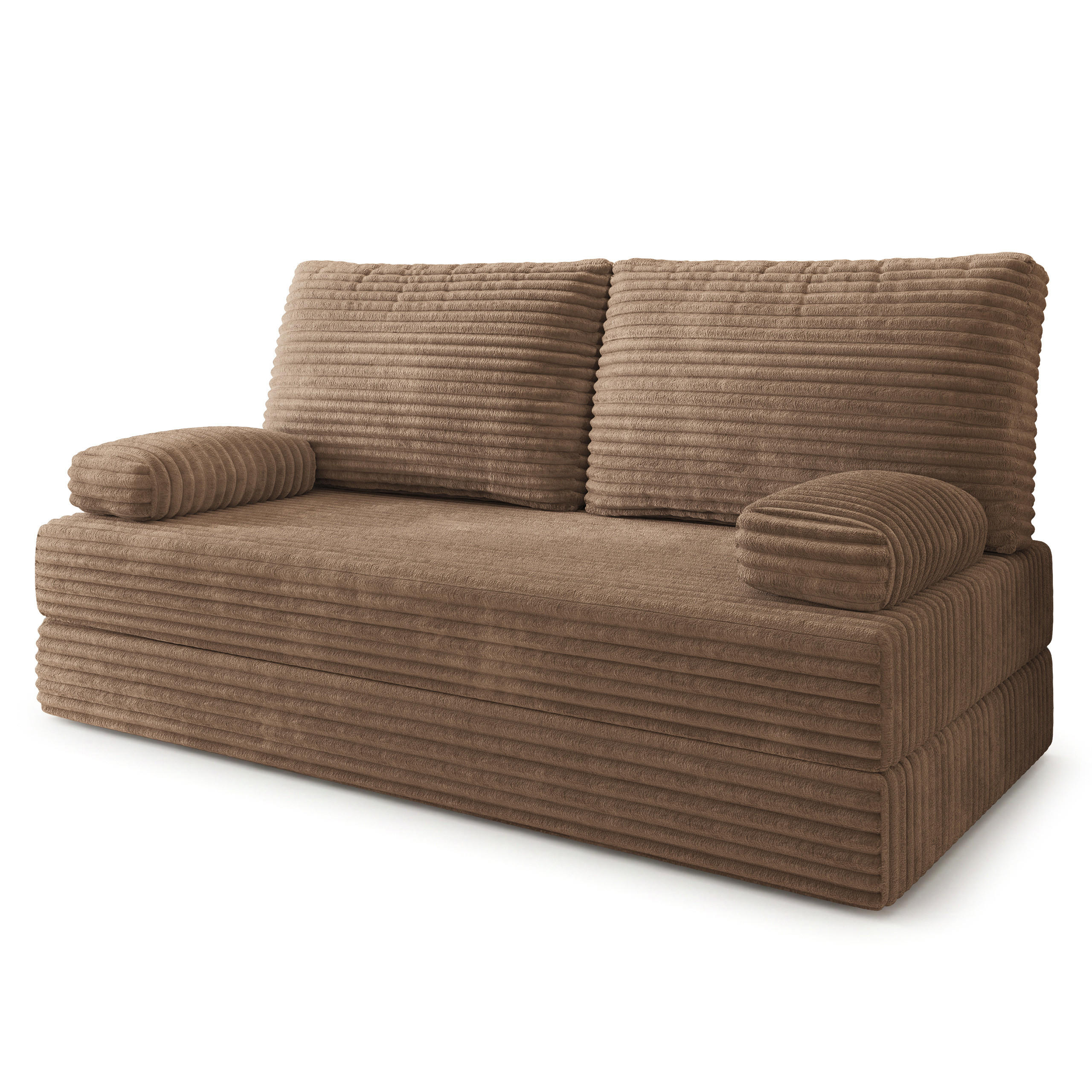BETTSOFA SILAR aus Schaumstoff Cordstoff Beige Schlaffunktion - Beige, Textil (170/86/80cm) - MASSENO