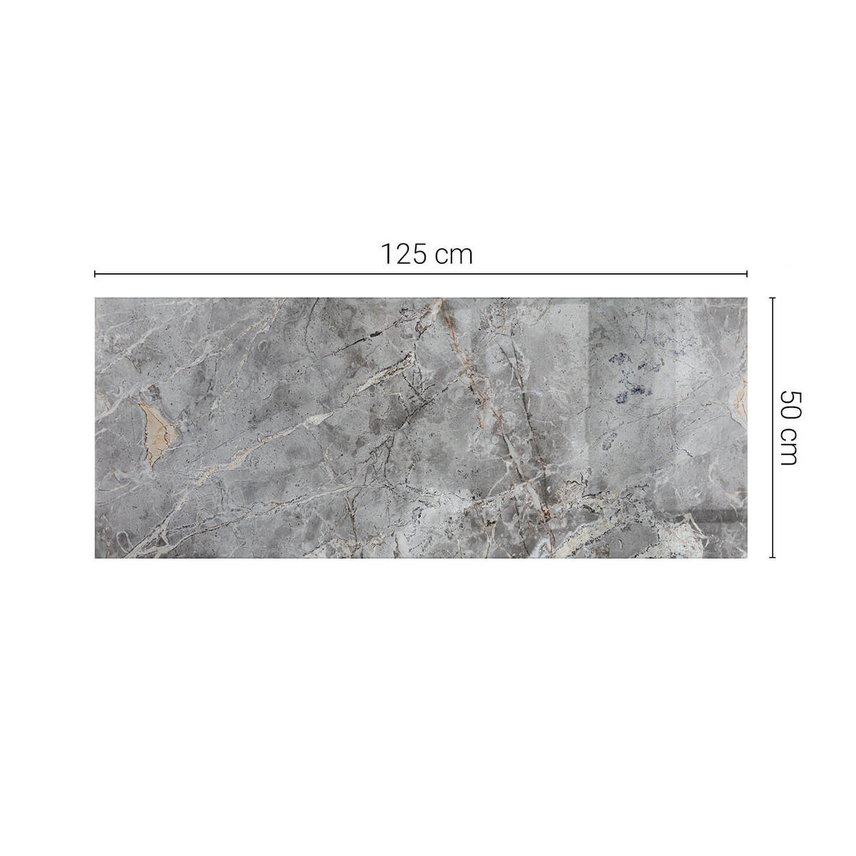 TISCHPLATTE 125x50 cm Naturmarmor Optik - Hellgrau/Grau, Glas (125/50/0.4cm) - TULUP