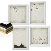 WANDBILDER 4er-Set - 50x50 cm & 40x60 cm Weißer Rahmen - Minimalistische Vogelmalerei - Weiß, Kunststoff (50/50cm) - ArtPrintCave