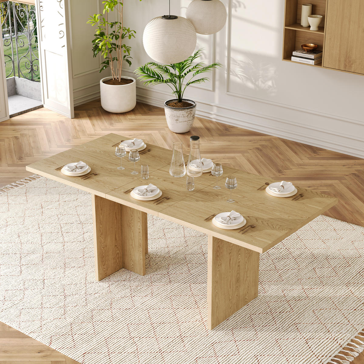 ESSTISCH in Eiche ausziehbarer Küchentisch mit verdickter Tischplatte, für Esszimmer Küche Wohnzimmer, B140-180/T80/H75cm - Eichefarben, Holzwerkstoff/Metall (80/180/75cm) - STILVORA