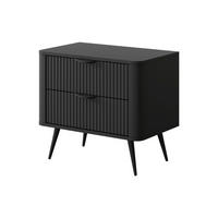 NACHTTISCH LEKNES STO1 Reliefierte Fronten aus MDF-Platte Schwarz Schwarz - Schwarz, Holzwerkstoff (63/55/38cm) - Komodee