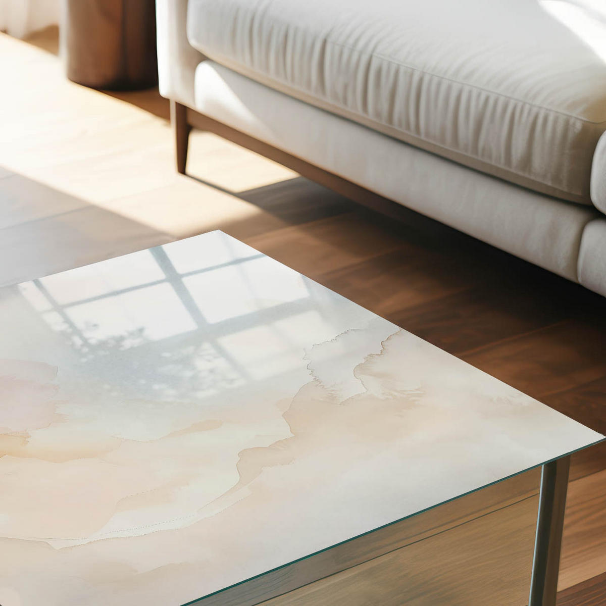 GLASPLATTE 80x60 cm – Pastellabstraktion - Türkis, Glas (0.4/80/60cm) - ArtPrintCave