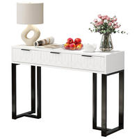 KONSOLENTISCH 120/36/80 cm weiß schwarz aus MDF mit 2 Schubladen und verstellbaren Fußpolstern - Schwarz, Holzwerkstoff (120/36/80cm) - OKWISH