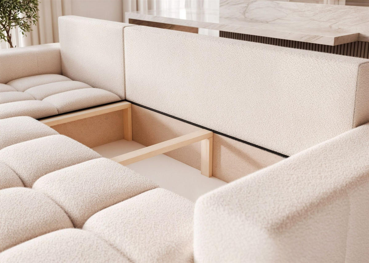 ECKSOFA Anabel Mit Schlaffunktion - Weiß, Holzwerkstoff/Textil (248/145cm) - Fun Möbel