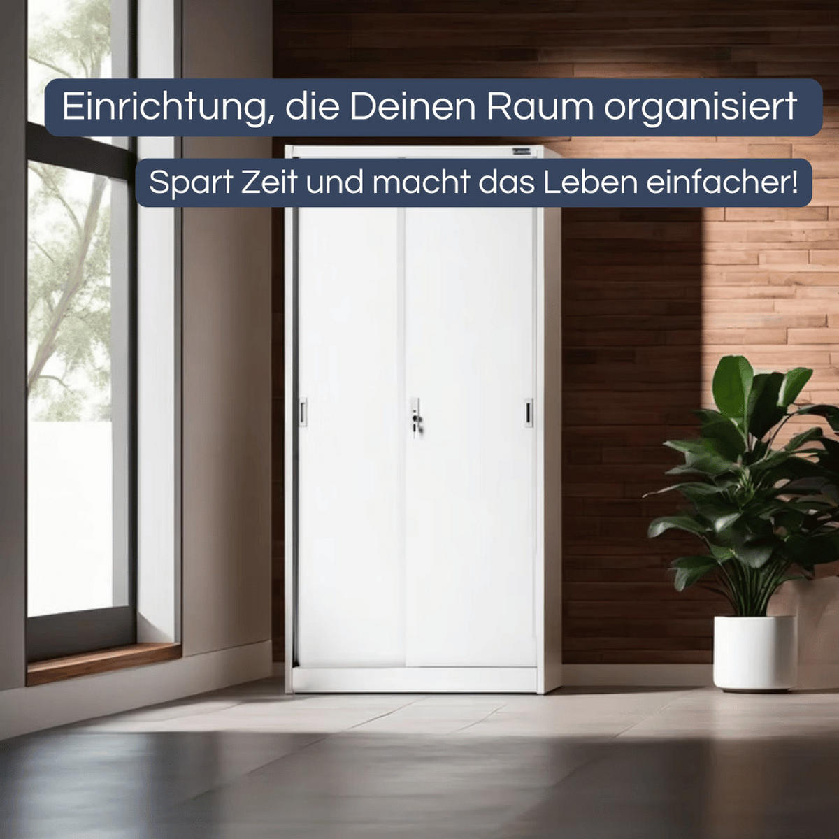 AKTENSCHRANK abschließbar ROLF mit Schiebetüren 185x90x40cm Weiß - Weiß, Metall (90/185/40cm) - DELUKE